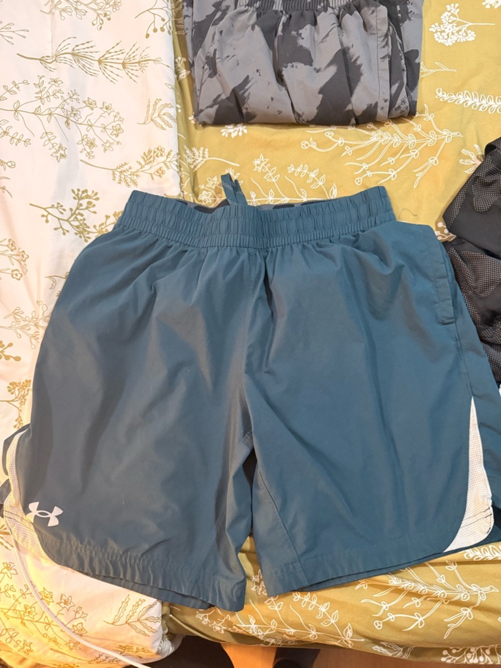 Under Armour Men's Blue Athletic Shorts with White Trim